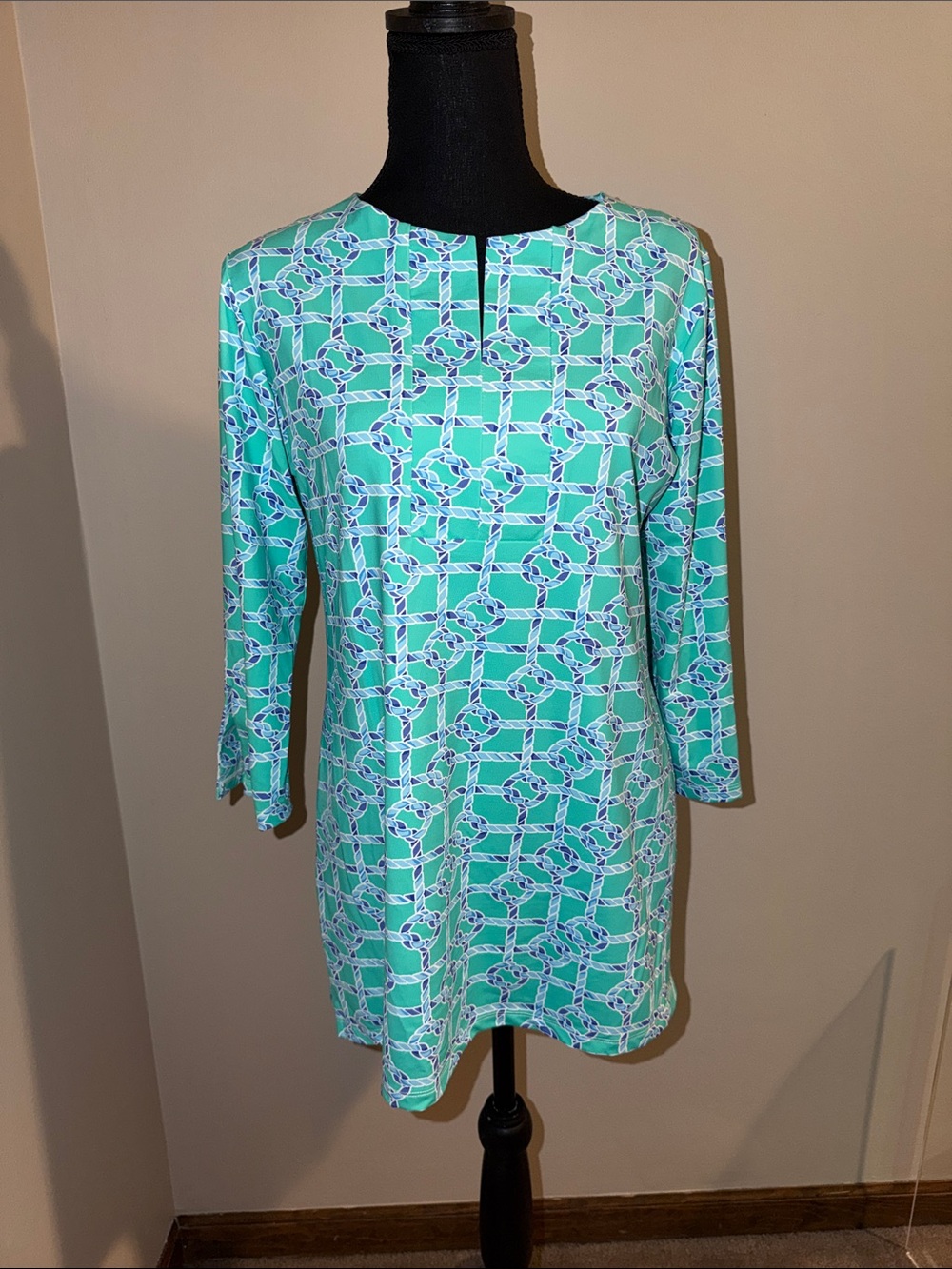 Women’s Aqua Patterned Mini Dress